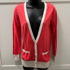 Vintage FOREVER 21 100% Cotton Coral Orange Pink Cardigan Sweater Size Small